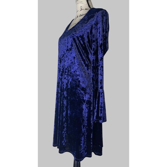 Karen Kane Velvet Flared Sleeve Midi Dress Womens XL Purple Witchy Whimsy Goth - Picture 2 of 10